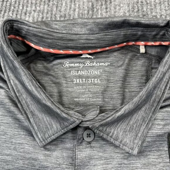 Tommy Bahama Polo Shirt Mens 3XLT Gray IslandZone Performance Stretch UPF 30 - Picture 2 of 3